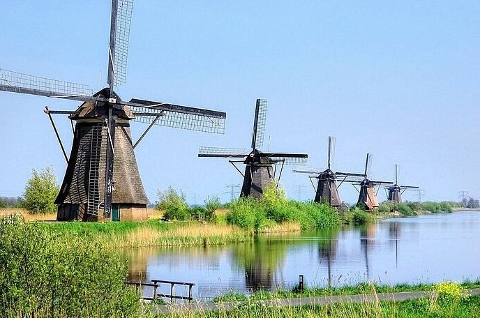 Dutch windmills and canals